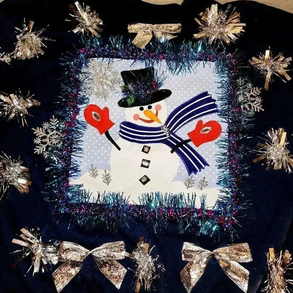 1 of a Kind Custom Handmade Ugly Christmas Sweater Womens Plus 2X 3X Mens XL XXL - Picture 7 of 8